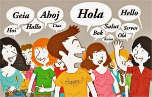 Group of people saying "Hello" in different languages